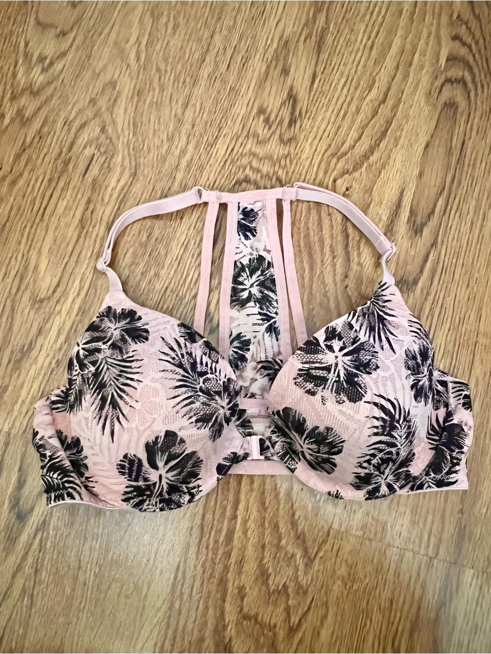 Victoria’s Secret PINK Lightly Lined Bra 34B Pink Floral Strappy Back